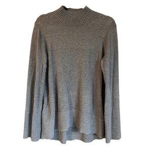 LOFT Womens Gray Turtleneck Ribbed‎ Knit Sweater XL, Capsule Wardrobe, Neutral